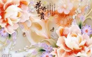 Tranh giả ngọc hoa mẫu đơn in kính đẹp