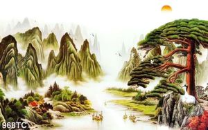 Tranh sơn thủy in kính đẹp