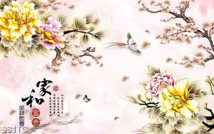 Tranh hoa mẫu đơn màu xuân file psd