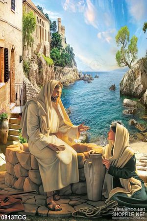 Tranh công giáo chúa Jesus ban phước lành treo tường