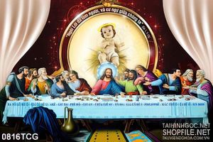 Tranh công giáo in uv 12 thánh tông đồ bên hai nhi bé nhỏ