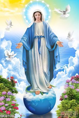 Tranh công giáo đức mẹ Maria ban an lành đến muôn dân