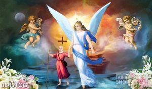 Tranh công giáo những thiên thần bé nhỏ bên đức mẹ