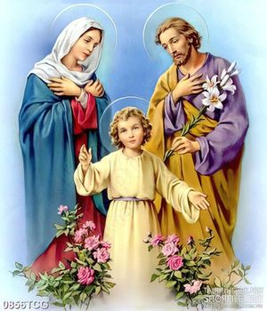 Tranh công giáo gia đình thánh Jesus cầu nguyện psd