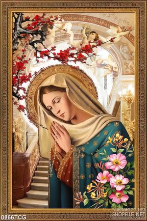 Tranh công giáo in canvas đức mẹ Maria đang cầu nguyện