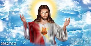 Tranh công giáo psd trái tim đầy yêu thương của chúa Jesus