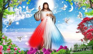 Tranh công giáo trái tim tràn đầy tình yêu thương của chúa