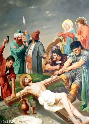 Tranh công giáo chúa Jesus bị đóng đinh vào cây thánh giá