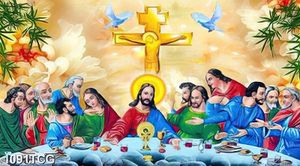 Tranh bữa tiệc ly và 12 tông đồ chất lượng cao in nét