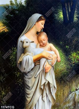 Tranh Mẹ Maria và Chúa Hài Đồng siêu nét