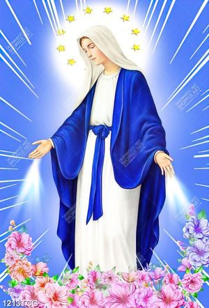 Tranh Mẹ Maria Nữ Vương Ban Sự Bình An file psd