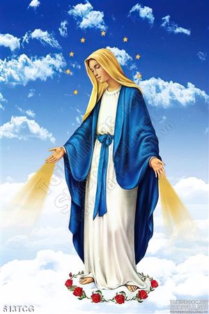 Tranh công giáo Mẹ Maria trên bầu trời