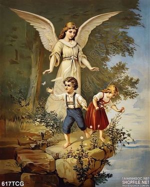 Tranh công giáo thiên thân chơi đùa cùng trẻ em