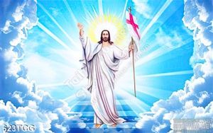 Tranh Chúa Giê su hiện hình trên đám mây in giấy dán tường