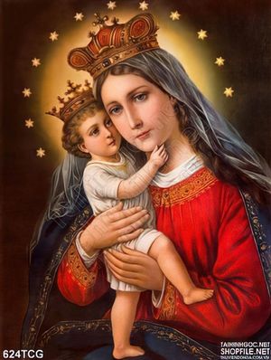 Tranh công giáo Chúa hài nhi và Mẹ Maria