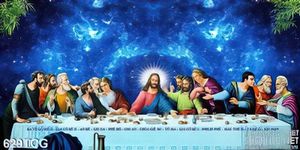 Tranh wall in uv bữa tiệc ly và bầu trời đêm