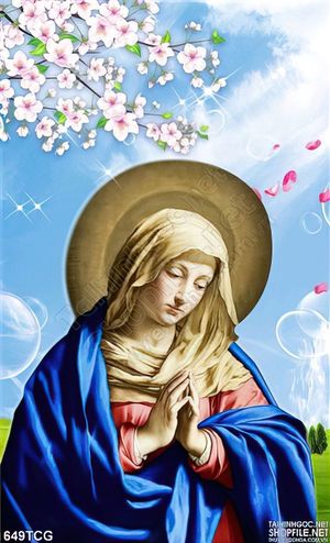 Tranh công giáo Mẹ Maira và hoa đào