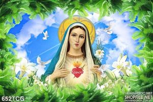 Tranh Mẹ Maria và chim bồ cầu trắng