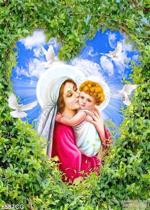 Tranh công giáo tình yêu của Mẹ Maria in gạch