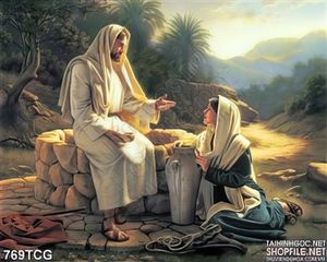 Tranh công giáo Chúa Jesus kể chuyện cho thần dân