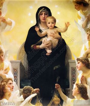 Tranh canvas nữ vương Maria và Chúa hài nhi