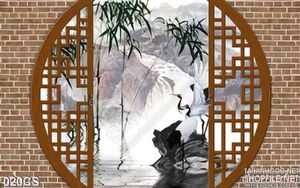 Tranh cửa sổ phong cách truyền thống trang trí tường
