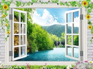 Tranh cửa sổ bên dòng sông đẹp độc đáo