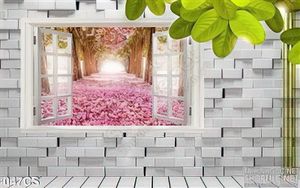 Tranh cửa sổ và vườn đào treo tường đẹp