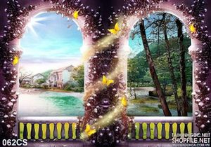 Tranh cửa sổ nhìn ra dòng sông đẹp