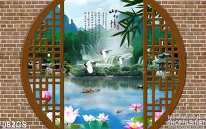 Tranh cửa sổ và chim hạc phong thủy