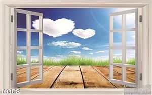 Tranh cửa sổ và bầu trời thiên nhiên