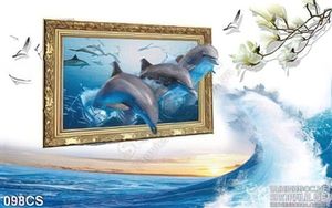 Tranh cửa sổ và cá heo trang trí phòng khách