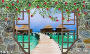 Tranh cửa sổ nhìn ra biển đẹp