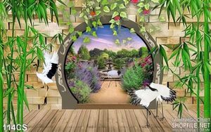 Tranh cửa sổ và chim hạc treo tường đẹp