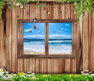 Tranh cửa sổ bên bờ biển decor tường