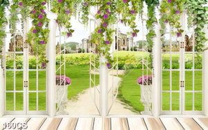 Tranh cửa sổ nhìn ra khu biệt thự in uv