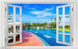 Tranh cửa sổ trong khu nghĩ dưỡng sang trọng in uv