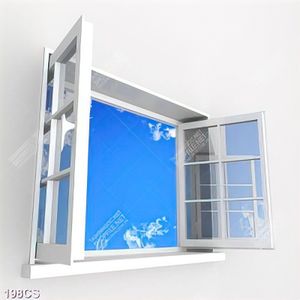 Tranh 3D cửa sổ và bầu trời trong xanh