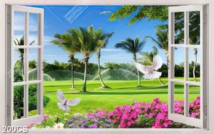 Tranh cửa sổ bên thiên nhiên xanh mát