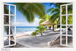 Tranh cửa sổ bên bãi biển in uv