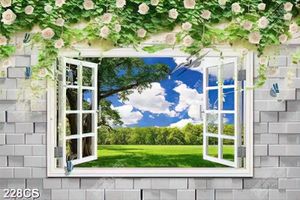 Tranh cửa sổ và hoa trang trí phòng ngủ