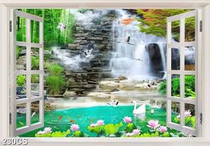 Tranh cửa sổ và thác nước hùng vĩ nghệ thuật
