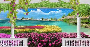 Tranh ban công và vườn hoa nở rộ chất lượng cao