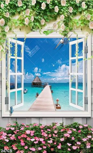 Tranh cửa sổ và bờ biển gắn tường chất lượng cao