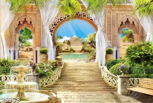 Tranh cửa hướng ra hồ bơi chất lượng cao dán tường