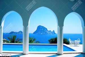 Tranh khung cửa bên hồ bơi chất lượng cao