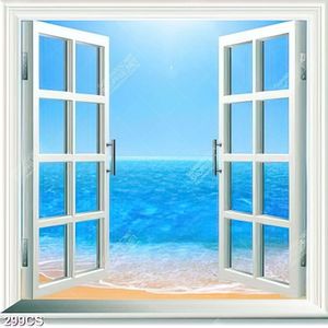 Tranh 3D cửa sổ và biển decor tường