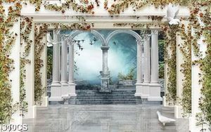 Tranh 3D khung cửa và hoa file gốc