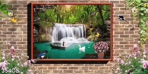 Tranh phong cảnh thác nước và cửa sổ file gốc