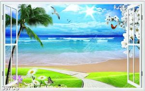 Tranh cửa sổ và con đường dẫn ra biển in uv